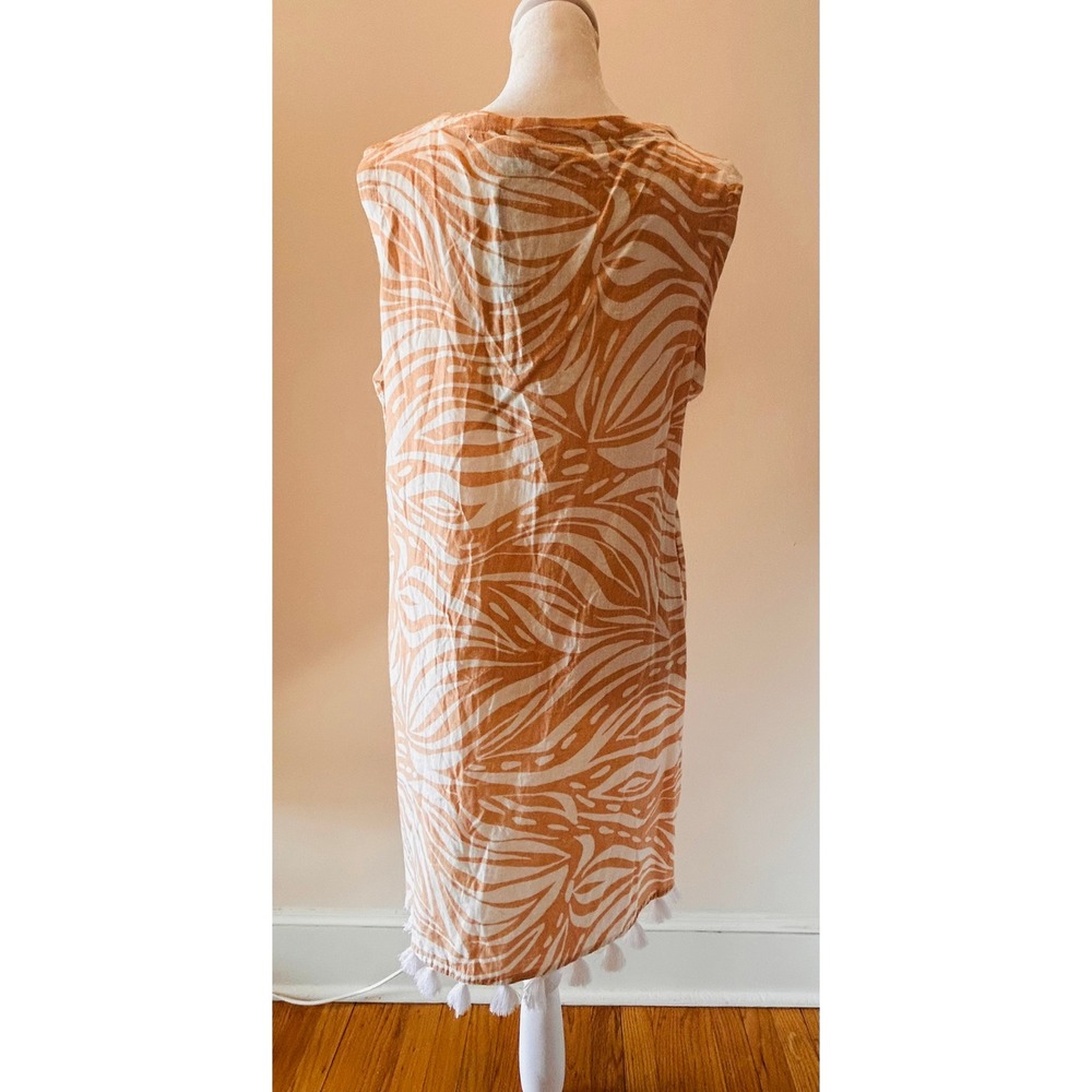 NWT Rachel Zoe Zebra Print Tassel Beige Orange Tunic Dress Small S Oversize‎ - Picture 2 of 8